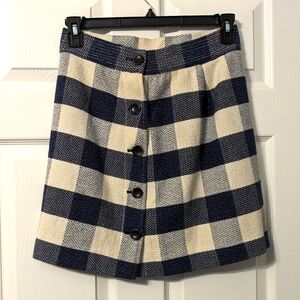 Vintage Designer Plaid Button Up Formal Classic Mini Skirt